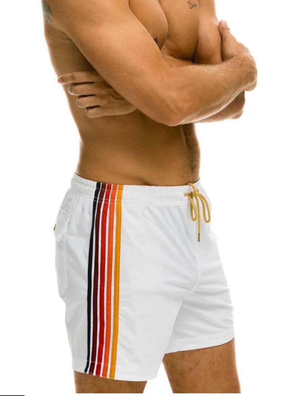 MEN'S 5 STRIPE FLEX SHORTS - WHITE